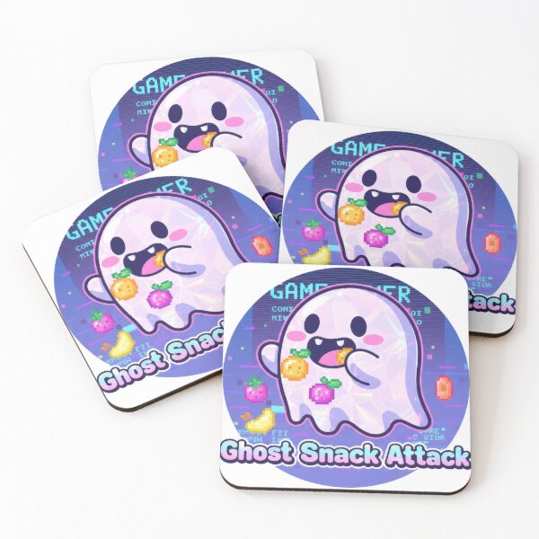 Item preview, Cute Iridescent Ghost Eating Pixel Fruit Snacks designed and sold by BlurBlurDesign.