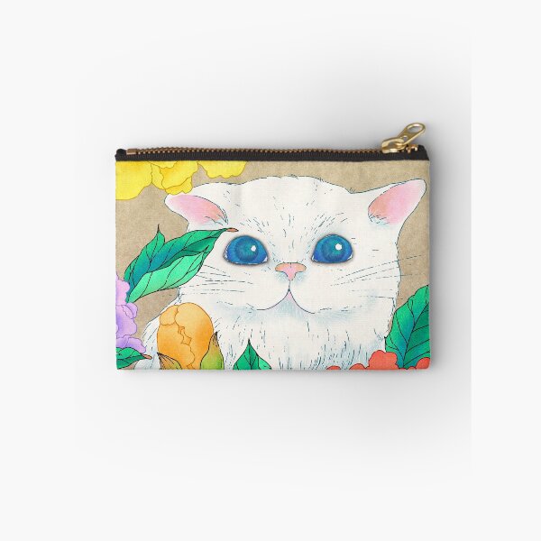 Item preview, Timeless Grace: White Cat and Peonies on Antique Hanji designed and sold by QamarART Paintings.