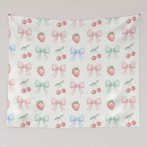 Item preview, Strawberry and Bow Seamless Pattern designed and sold by naragon4289.