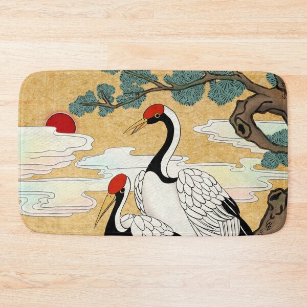 Item preview, Noble Longevity: Cranes on a Pine Tree in Golden Earth  designed and sold by QamarART Paintings.