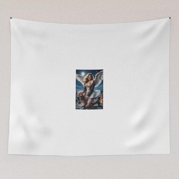 Item preview, Moon Struck Angel in White Corset on Rooftop designed and sold by CathryneDelamort.