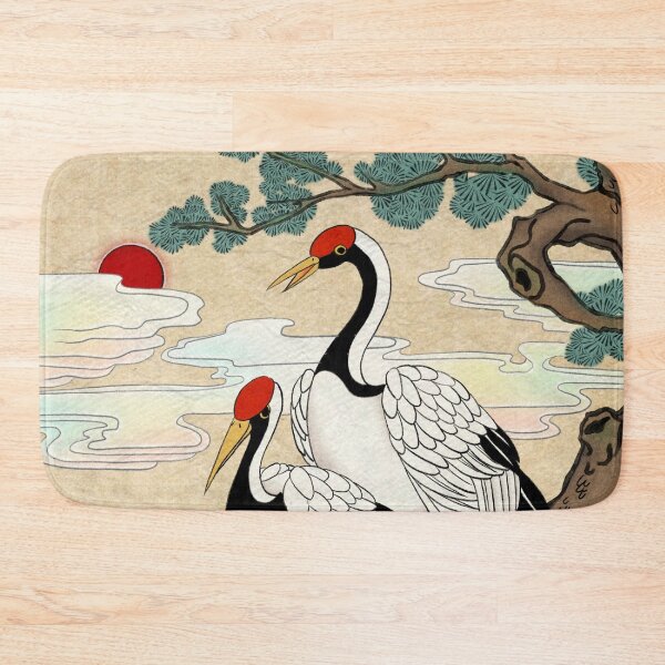 Item preview, Pure Longevity: Cranes on a Pine Tree in Light Ocher  designed and sold by QamarART Paintings.