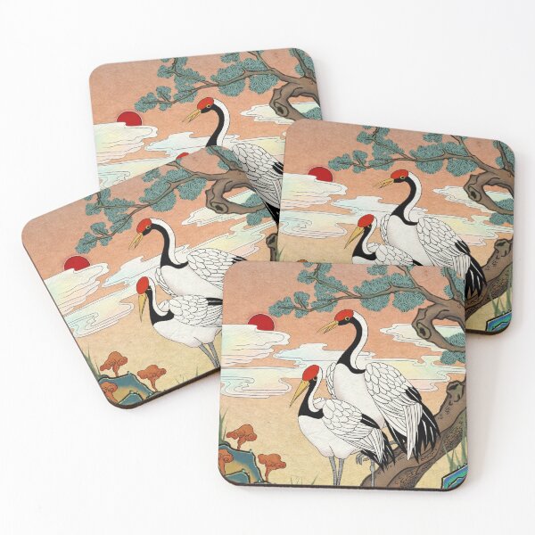 Item preview, Evening Peace: Cranes on a Pine Tree in Sunset Glow  designed and sold by QamarART Paintings.