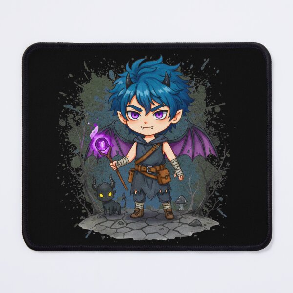 Item preview, Dark Wizard Chibi with Shadow Familiar and Staff designed and sold by MBBialyPiksel.