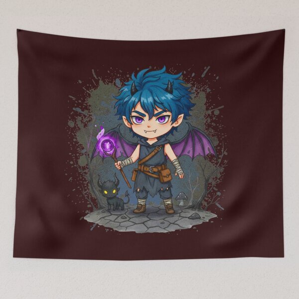 Item preview, Dark Wizard Chibi with Shadow Familiar and Staff designed and sold by MBBialyPiksel.