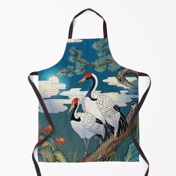 Item preview, Moonlit Longevity: Cranes on a Pine Tree in Azure Night designed and sold by QamarART Paintings.