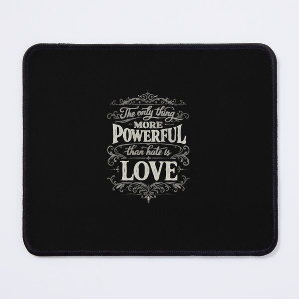 Item preview, Vintage Love Quote Typography – The Only Thing More Powerful Than Hate Is Love – Elegant Black and Ivory Art designed and sold by Custom Crest.