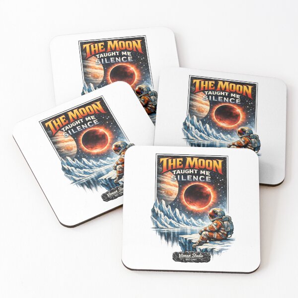 Item preview, The Moon Taught Me Silence Astronaut Sitting on Icy Planet Near Jupiter Gas Giant Retro Space Art by Vivaan Studio designed and sold by Vivaan Studio.