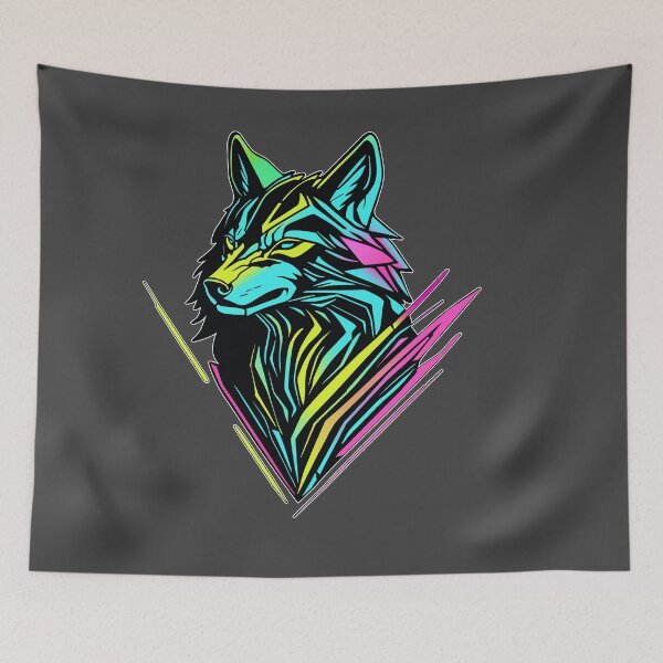 Item preview, Neon Wolf Head in Cyberpunk Style designed and sold by MattC_Design.
