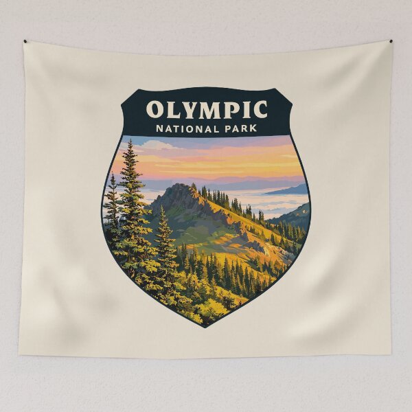 Item preview, Olympic National Park Sticker, Poster, National Park Print, Wood Art Print, Washington Poster designed and sold by Gideon Emmerich.