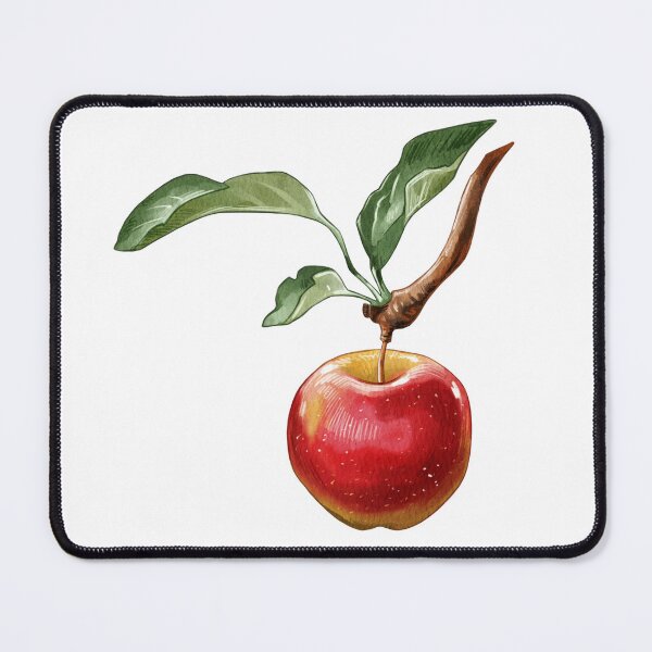 Item preview, Red apple with green leaves on a branch under bright light in autumn setting showing fresh and healthy fruit designed and sold by Ms. Iryna.