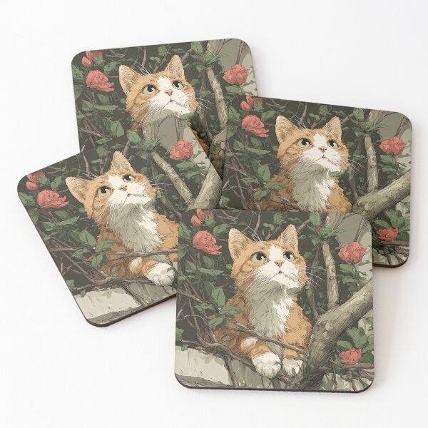 Item preview, Vintage Cat Florals designed and sold by Whimsy-Glim.