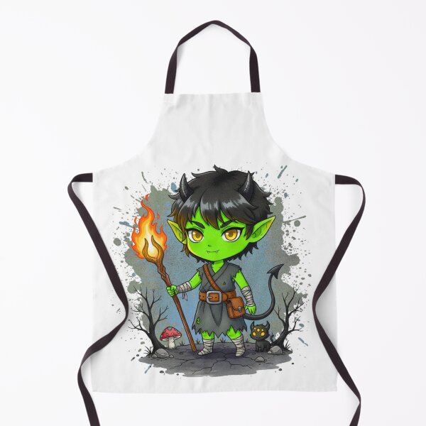 Item preview, Kawaii Green Goblin Mage with Flaming Staff designed and sold by MBBialyPiksel.