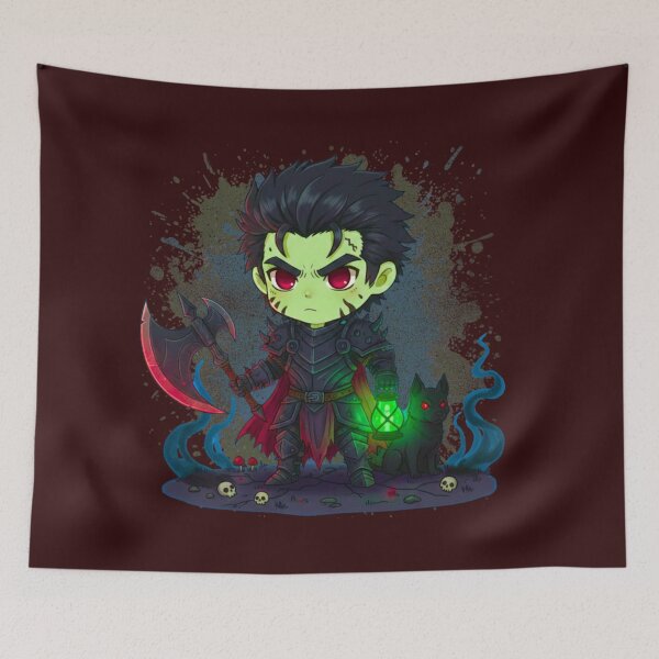Item preview, Chibi Death Knight with Battle Axe and Hellhound  designed and sold by MBBialyPiksel.