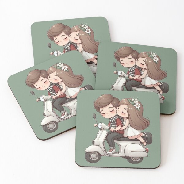 Item preview, Sweet Chibi Couple Adventures - Hugs & Scooter Rides designed and sold by GunnuDesigns.