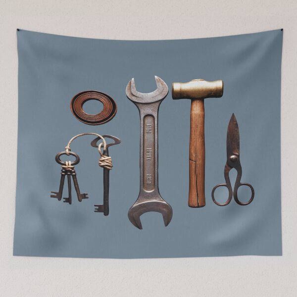 Item preview, Vintage Workshop Tools - Rustic Handyman Flat Lay designed and sold by Dakson Design - Fantasy Art.