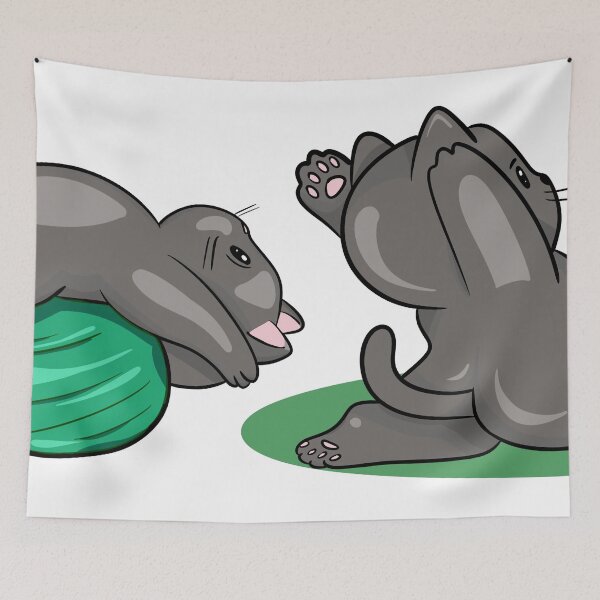 Item preview, Yoga and Pilates Cats - Funny Grey Kitties Workout Illustration designed and sold by LYAN-STORE.