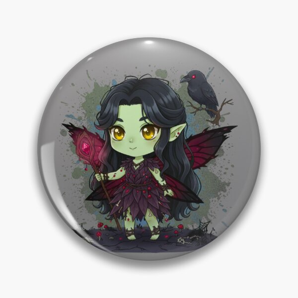 Item preview, Kawaii Gothic Fairy with Crystal Staff and Raven designed and sold by MBBialyPiksel.
