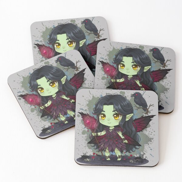 Item preview, Kawaii Gothic Fairy with Crystal Staff and Raven designed and sold by MBBialyPiksel.