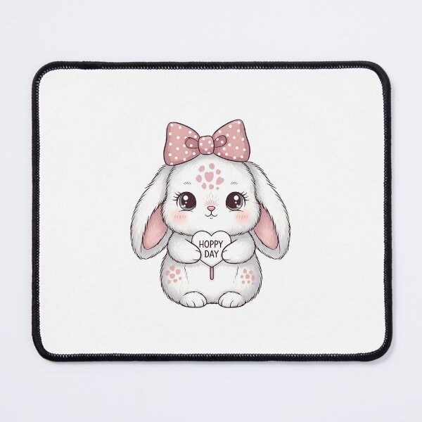 Item preview, Kawaii Bunny Hoppy Day Illustration designed and sold by AbanoubStore.