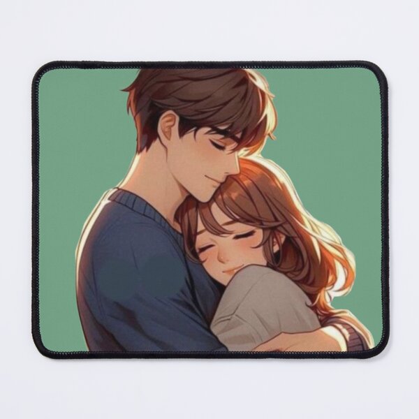 Item preview, Aesthetic Anime Couple Hugging Illustration designed and sold by GunnuDesigns.