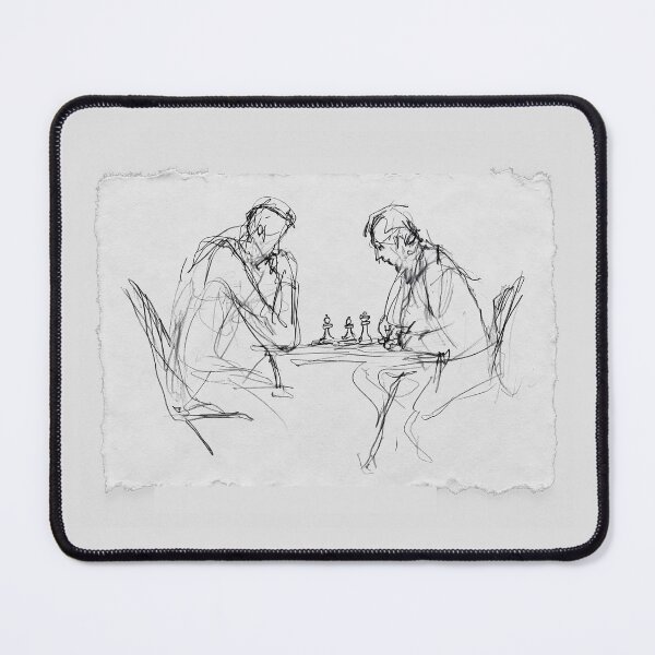 Item preview, Minimalist Sketch of Chess Players at Table designed and sold by SleekLineSketches.