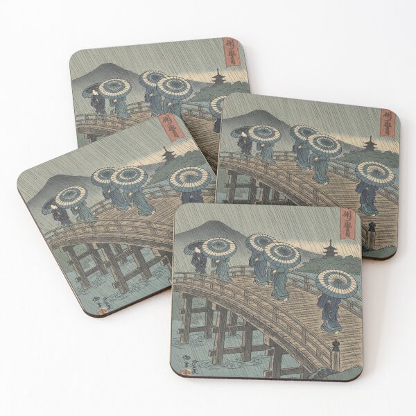 Item preview, Traditional Japanese Ukiyo-e Rainy Bridge Art Poster Sticker Gift designed and sold by Ink Dynasty.