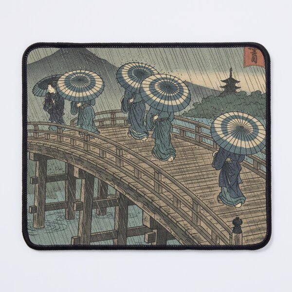 Item preview, Traditional Japanese Ukiyo-e Rainy Bridge Art Poster Sticker Gift designed and sold by Ink Dynasty.