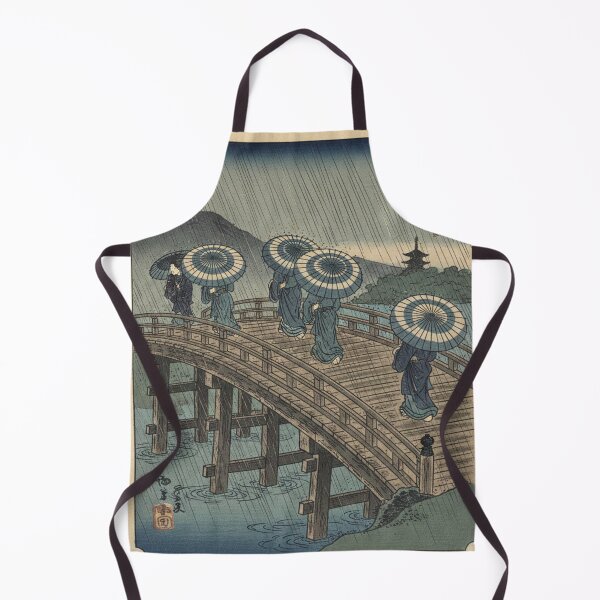 Item preview, Traditional Japanese Ukiyo-e Rainy Bridge Art Poster Sticker Gift designed and sold by Ink Dynasty.