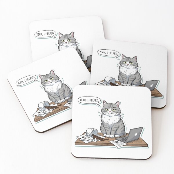 Item preview, Sarcastic Coffee Cat Sticker – Fluffy Cat Side-Eye with Spilled Coffee  Humorous Chaotic Office Illustration designed and sold by ZyxDes.