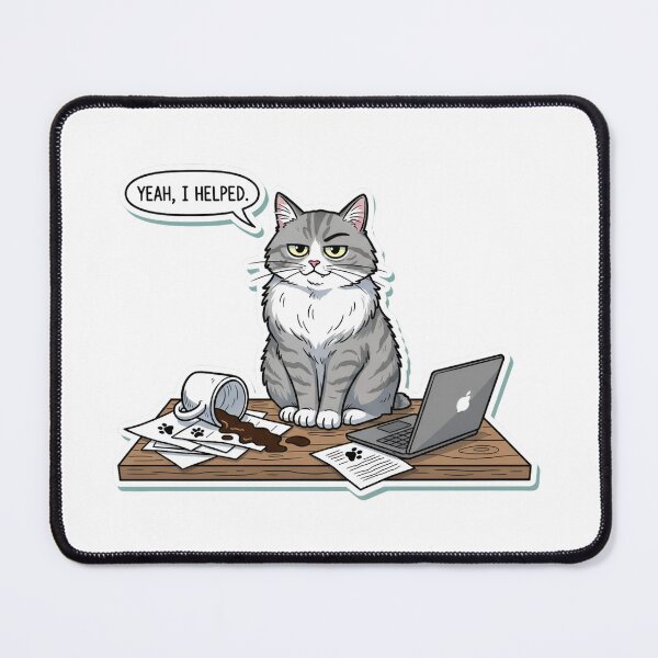 Item preview, Sarcastic Coffee Cat Sticker – Fluffy Cat Side-Eye with Spilled Coffee Humorous Chaotic Office Illustration designed and sold by ZyxDes.