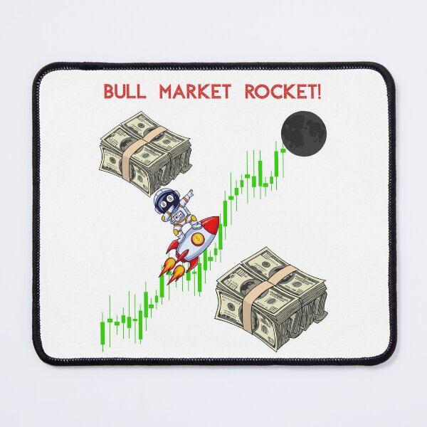 Item preview, Bull Market Rocket – Space Trading Gains Illustration designed and sold by KapiPrint.