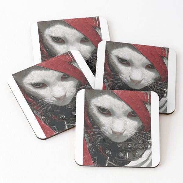 Item preview, Armored White Cat In Red Hood designed and sold by Adronia.