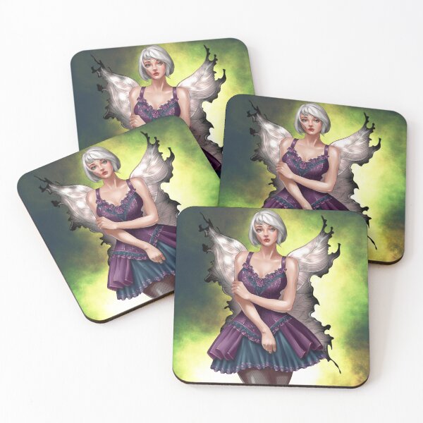 Item preview, Woman with wings stands against bright background dressed in purple and green attire with detailed design and hairstyle designed and sold by Ms. Iryna.