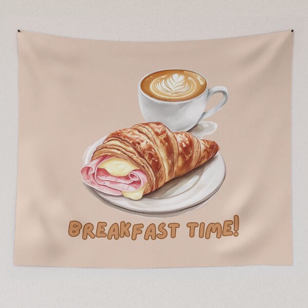 Item preview, Coffee and Croissant designed and sold by bubblyrainbow.