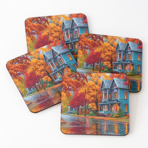 Item preview, Charming Autumn Streetscape with Vibrant Colors designed and sold by Artessie.