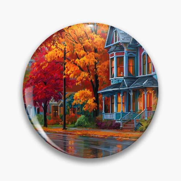 Item preview, Charming Autumn Streetscape with Vibrant Colors designed and sold by Artessie.