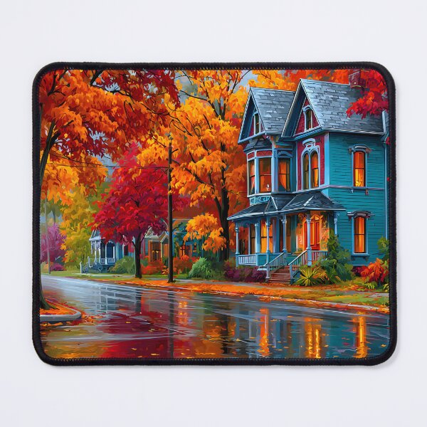 Item preview, Charming Autumn Streetscape with Vibrant Colors designed and sold by Artessie.