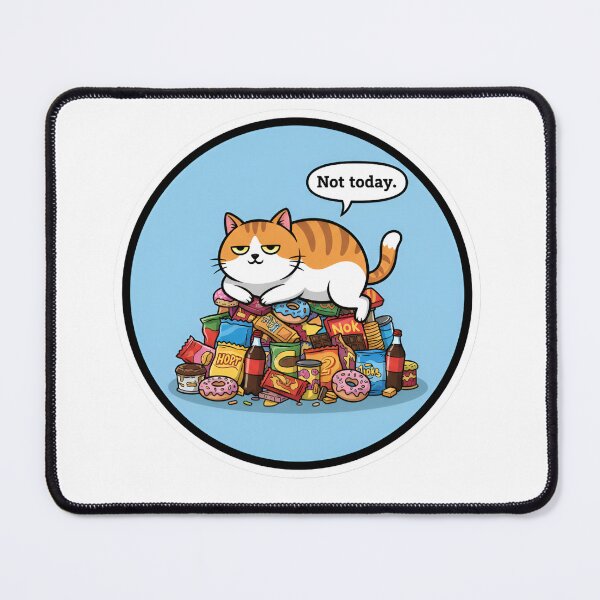 Item preview, Not Today Cat Sticker – Chubby Lazy Cat on Snacks | Humorous Relatable Cartoon Illustration designed and sold by ZyxDes.