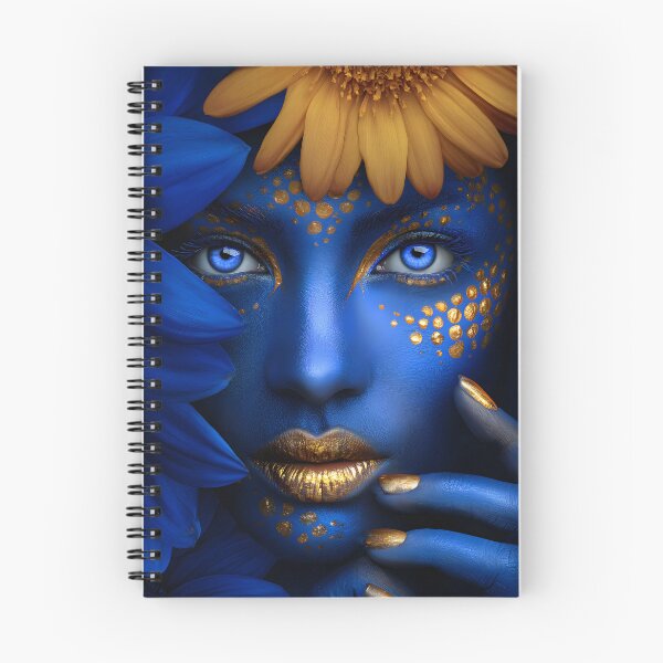 Item preview, Vibrant Blue and Gold Floral Face Artistry Display designed and sold by Artessie.