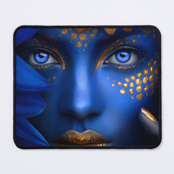 Item preview, Vibrant Blue and Gold Floral Face Artistry Display designed and sold by Artessie.