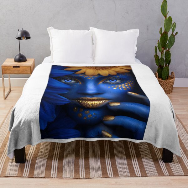 Item preview, Vibrant Blue and Gold Floral Face Artistry Display designed and sold by Artessie.