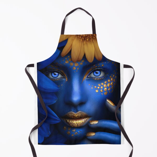 Item preview, Vibrant Blue and Gold Floral Face Artistry Display designed and sold by Artessie.