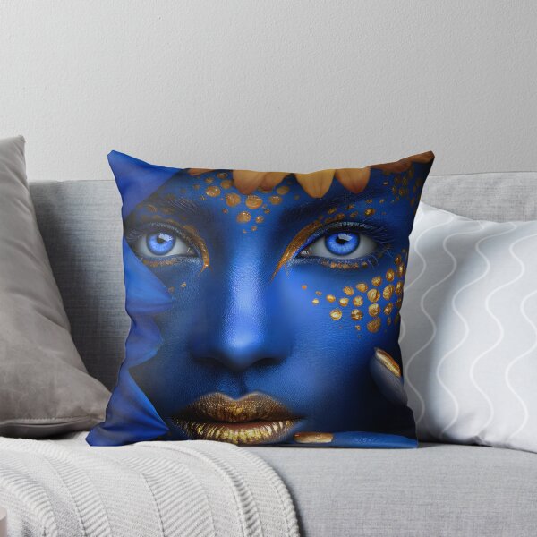 Item preview, Vibrant Blue and Gold Floral Face Artistry Display designed and sold by Artessie.