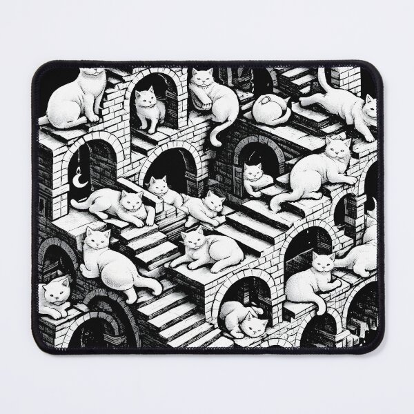 Item preview, Infinite Cat Pattern Escher Style – Optical Illusion Cat Art, Endless Cats Riso Vector Design designed and sold by WAUZ.