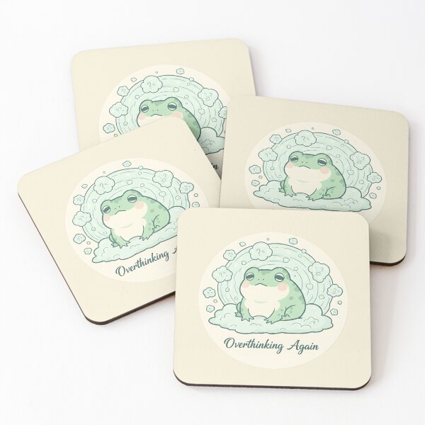 Item preview, Overthinking Frog Sticker – Humorous Cartoon Frog on Lily Pad | Relatable Chaotic Anxiety Illustration designed and sold by ZyxDes.