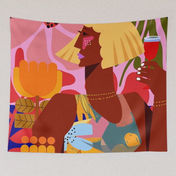 Item preview, Stylish and colorful woman with a drink designed and sold by paulrommer.