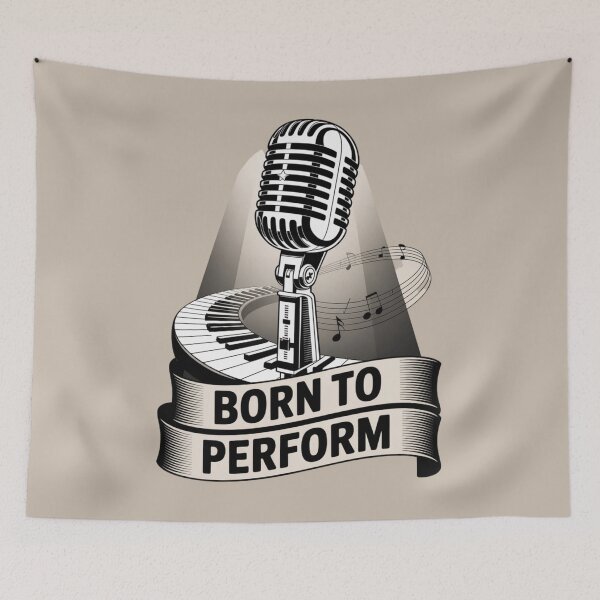 Item preview, retro microphone - vintage mic - classic microphone - singer - vocalist - singing - music lover - music notes - musical notes - treble clef - piano keys - pianist - keyboard instrument designed and sold by JansenGS.