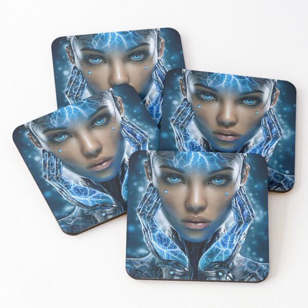 Item preview, Futuristic Cybernetic Woman with Electric Elements designed and sold by Artessie.