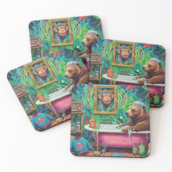 Item preview, Jungle Bath Bear - Maximalist Art & Dopamine Decor designed and sold by PlantPulse.